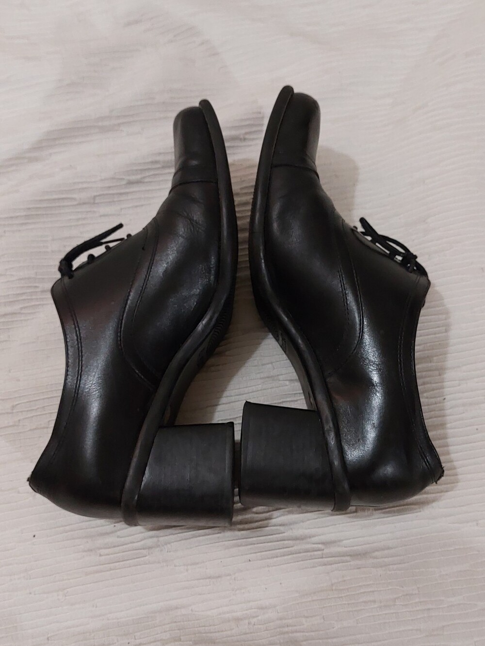 Vintage Enzo Angiolini Black Lace-Up Block Heel Women's Shoes Size 8.5 - Picture 5 of 13